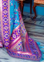 Cyan Blue Paithani Silk Saree