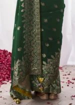 Dark Green Kora Silk Saree