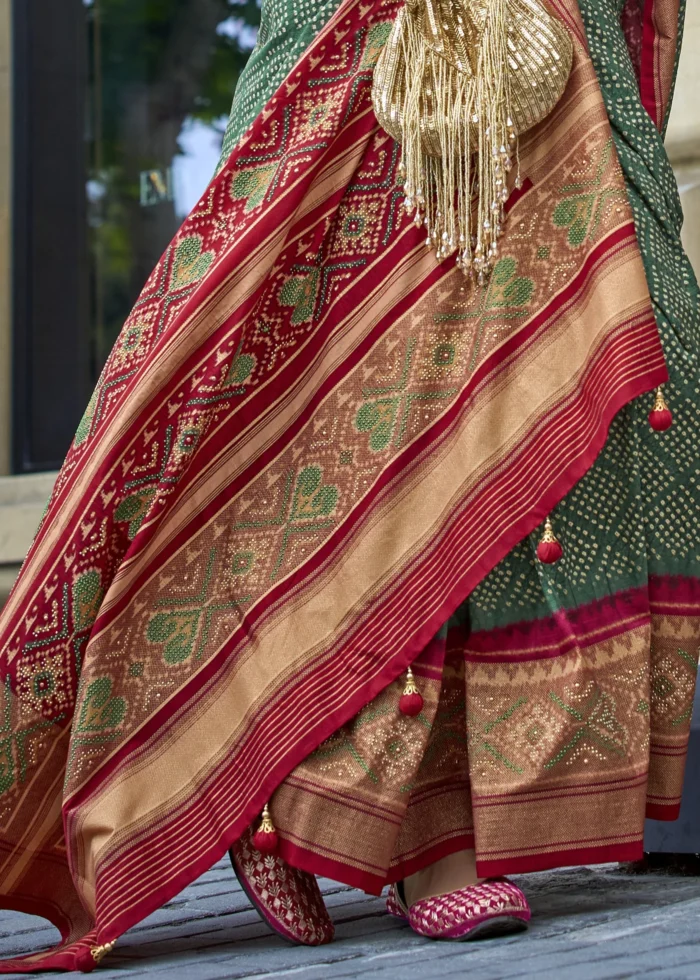 Dark Green Patola Silk Saree