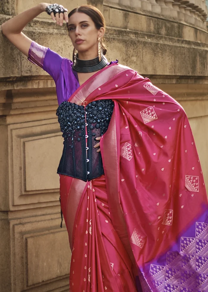 Dark Pink Soft Silk Saree