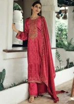 Dark Pink Velvet Suit with Embroidery Work