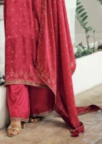 Dark Pink Velvet Suit with Embroidery Work