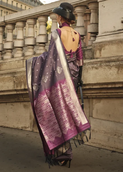 Deep Taupe Soft Silk Saree