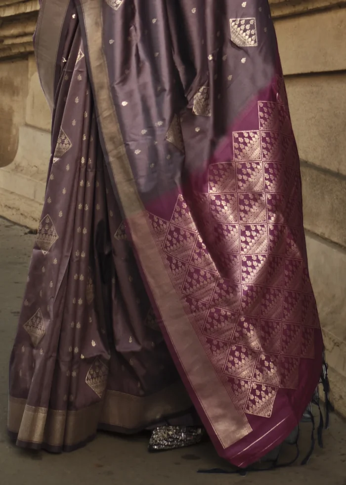 Deep Taupe Soft Silk Saree