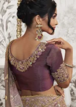 Dusky Purple Embroidered Silk Saree