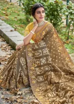 Earthy Brown Banarasi Saree