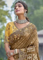 Earthy Brown Banarasi Saree