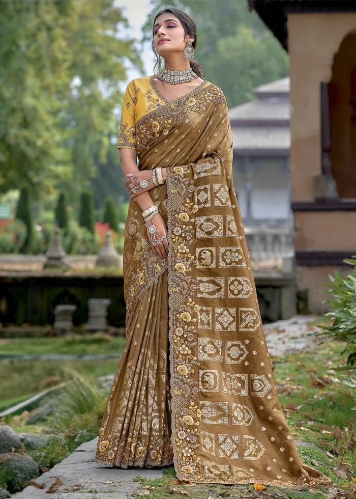 Earthy Brown Banarasi Saree