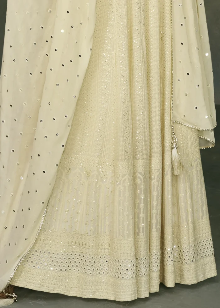 Ivory Georgette Anarkali Gown