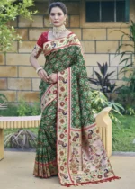 Jungle Green Patola Silk Saree