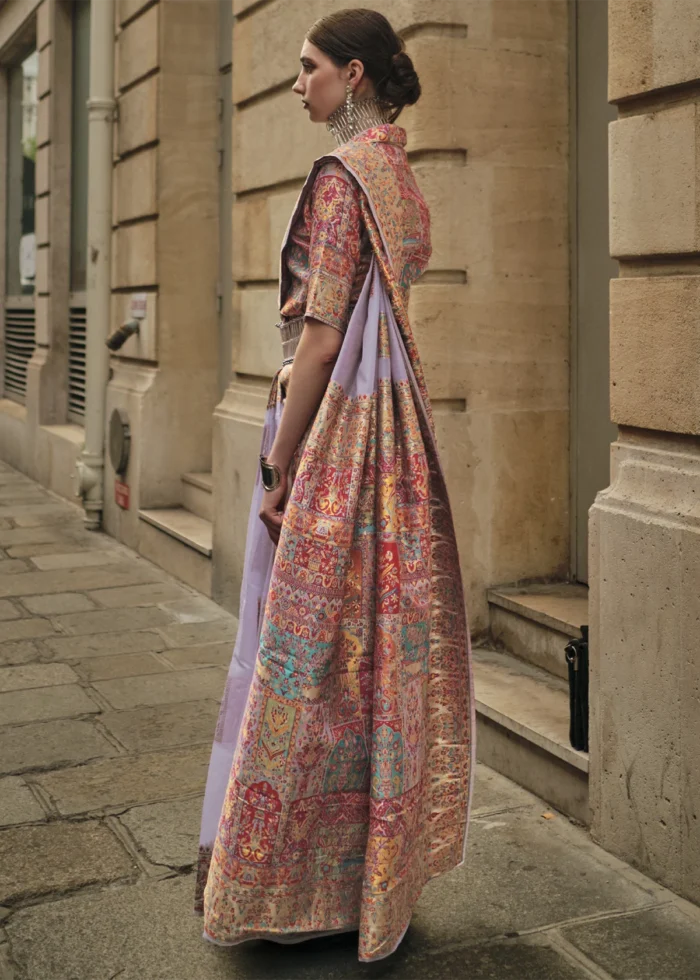 Lavender Kashmiri Jamawar Saree