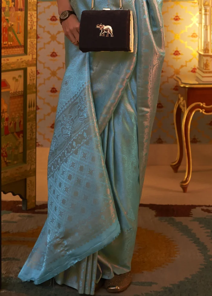 Light Blue Kanjivaram Silk Saree