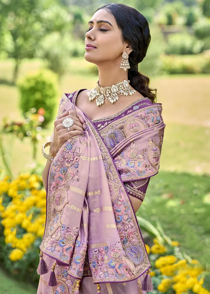 Lotus Purple Banarasi Saree