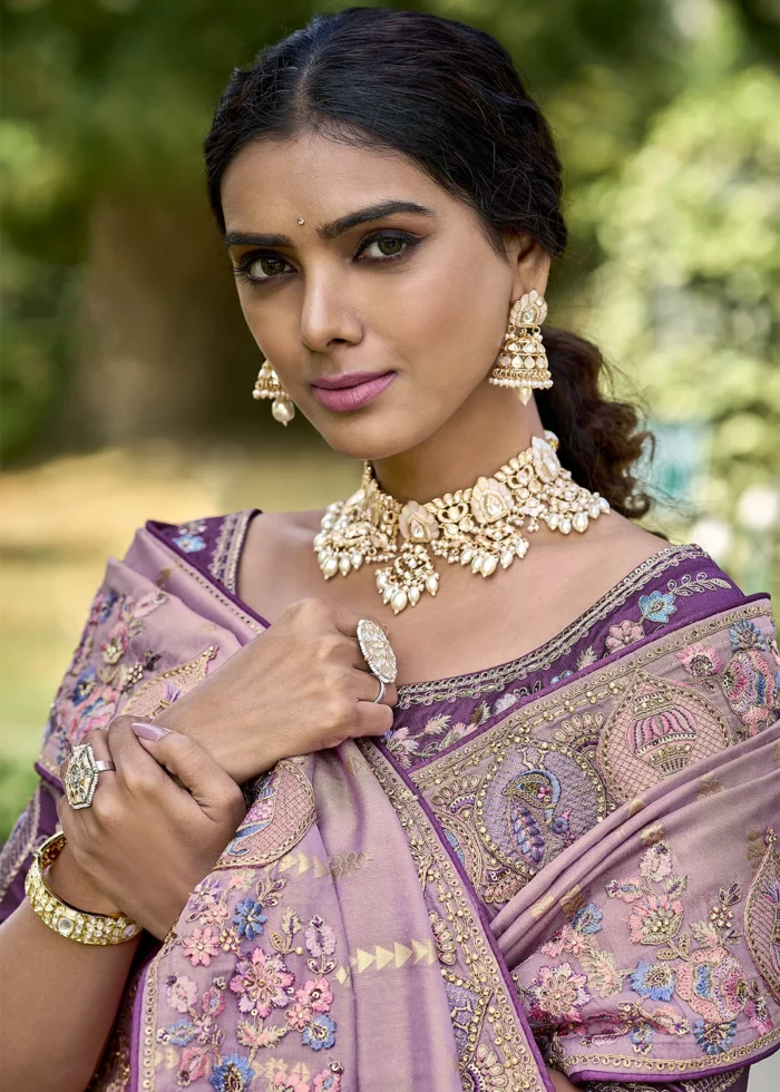 Lotus Purple Banarasi Saree