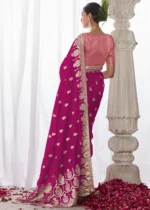 Magenta Kora Silk Saree