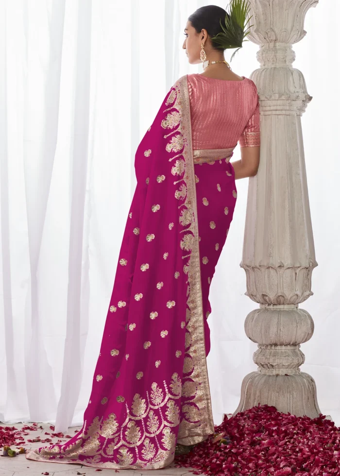 Magenta Kora Silk Saree