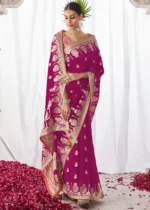 Magenta Kora Silk Saree