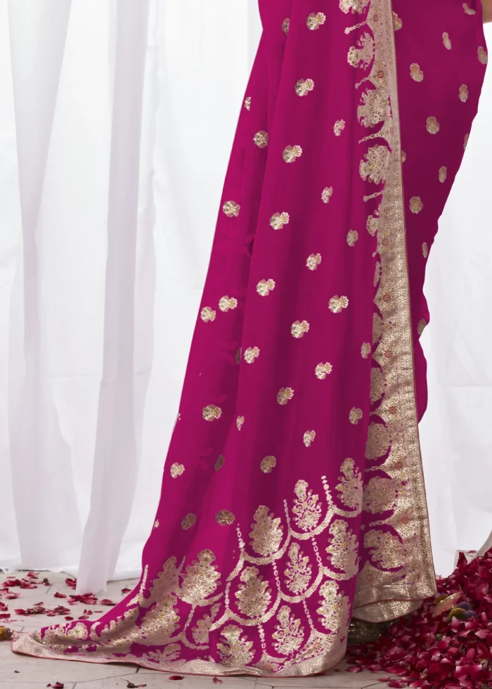 Magenta Kora Silk Saree