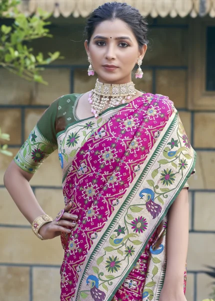 Magenta Patola Silk Saree