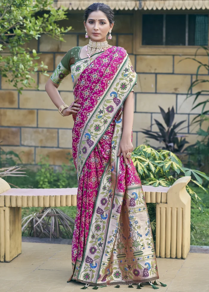 Magenta Patola Silk Saree