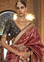 Maroon Banarasi Saree