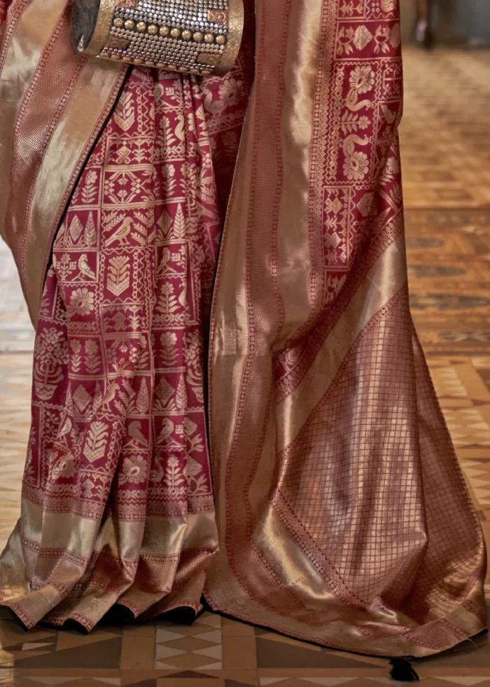 Maroon Banarasi Saree