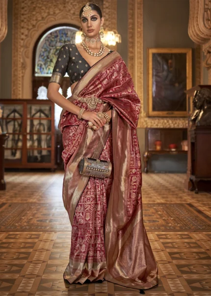 Maroon Banarasi Saree