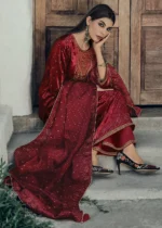 Maroon Velvet Suit with Embroidery Work