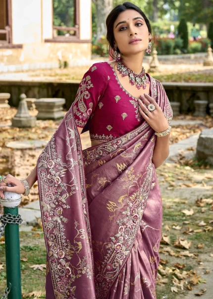 Mauve Purple Banarasi Saree