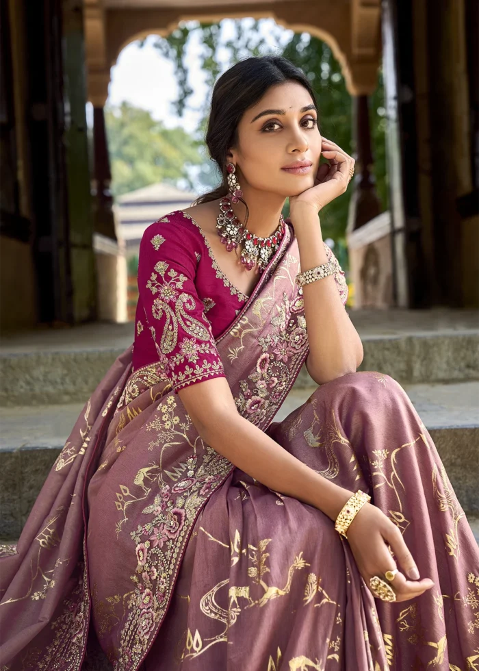 Mauve Purple Banarasi Saree