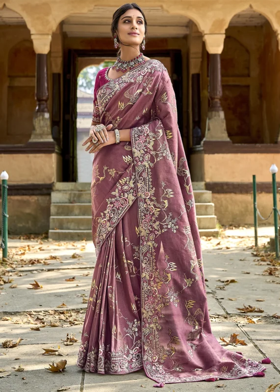 Mauve Purple Banarasi Saree