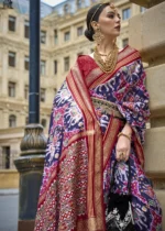 Midnight Blue Patola Silk Saree