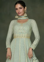 Mint Green Georgette Anarkali Gown