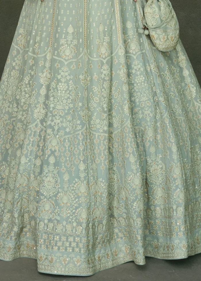 Mint Green Georgette Anarkali Gown