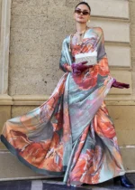 Multicolor Satin Crepe Saree