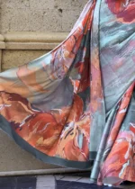 Multicolor Satin Crepe Saree