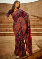 Navy Blue Kashmiri Jamawar Saree