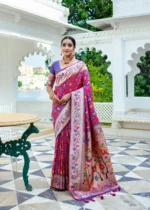 Neon Pink Paithani Silk Saree