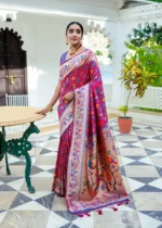 Neon Pink Paithani Silk Saree