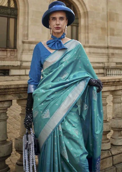 Ocean Blue Soft Silk Saree