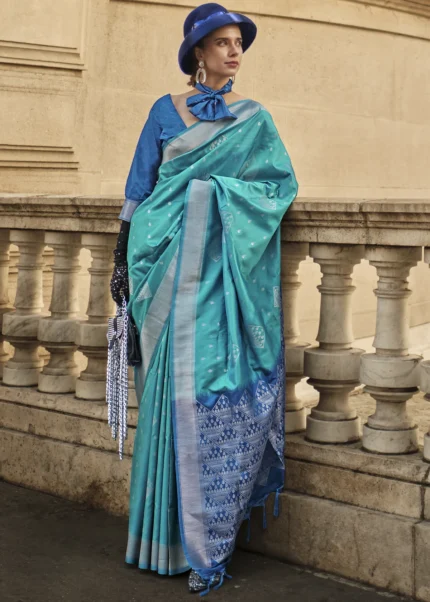 Ocean Blue Soft Silk Saree