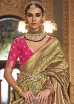 Olive Green Banarasi Saree