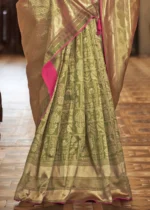 Olive Green Banarasi Saree