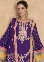 Orchid Purple Palazzo Suit with Heavy Work