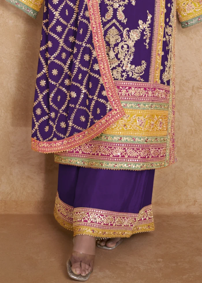 Orchid Purple Palazzo Suit with Heavy Work