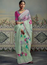 Pastel Green Organza Brasso Saree