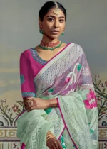 Pastel Green Organza Brasso Saree