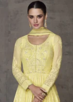 Pastel Yellow Georgette Anarkali Gown