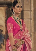 Pink Banarasi Saree with Stone Work