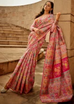 Pink Kashmiri Jamawar Saree